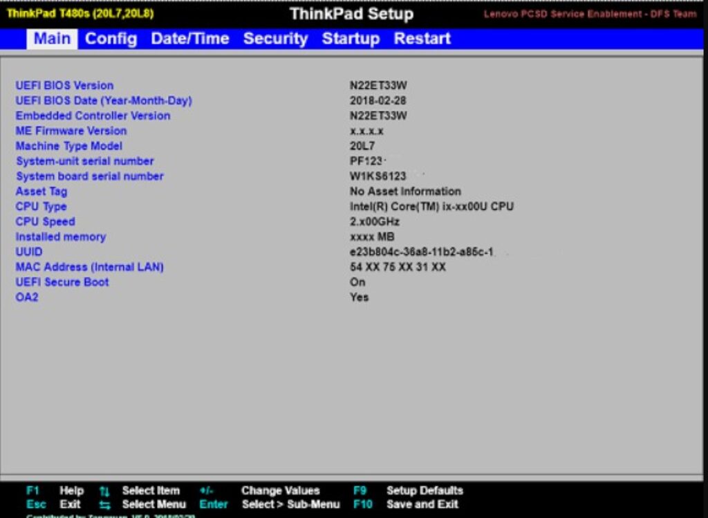 BIOS SETTING THINKPAD