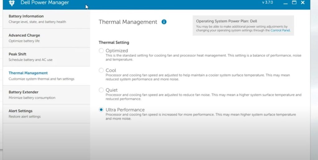 dell latitude thermal management